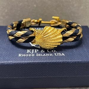 Kiel James Patrick Gold Seashell Leather Bracelet